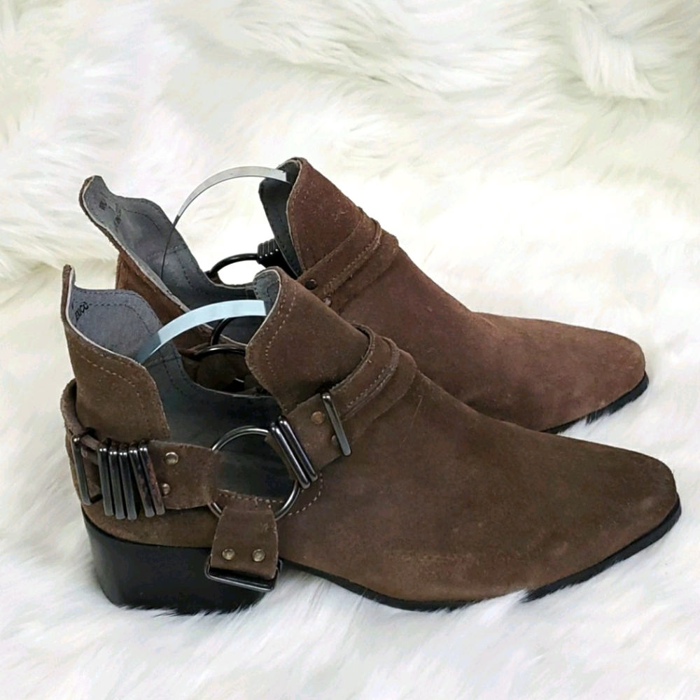 Grey City Willa ankle boots suede women buckle size 7